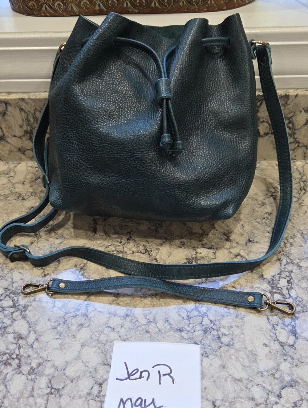 Portland Leather Lagoon Drawstring Bucket Crossbody Bag
